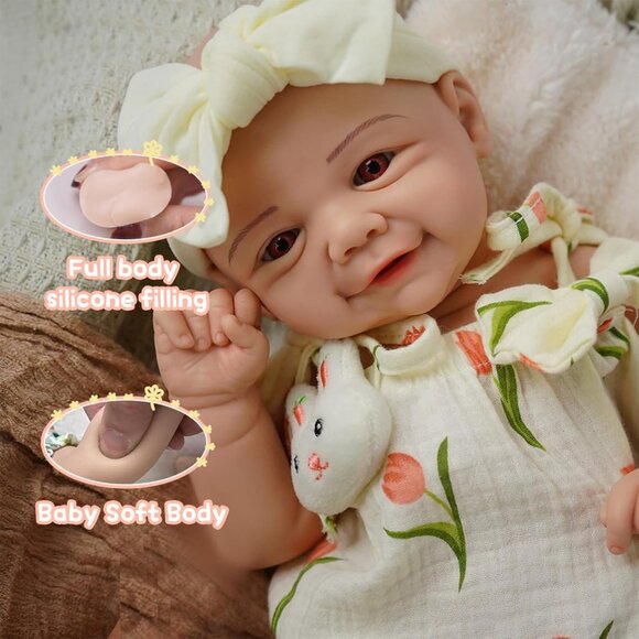 16.5 inch Realistic Full Body Silicone Open Eyes Newborn Leilani-ivory Baby Girl - Picture 5 of 6